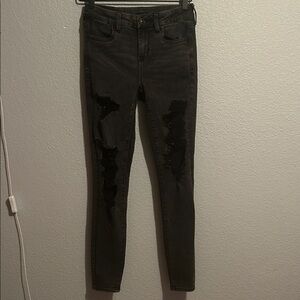 American Eagle Outfitters Black Distressed Skinny Jeans